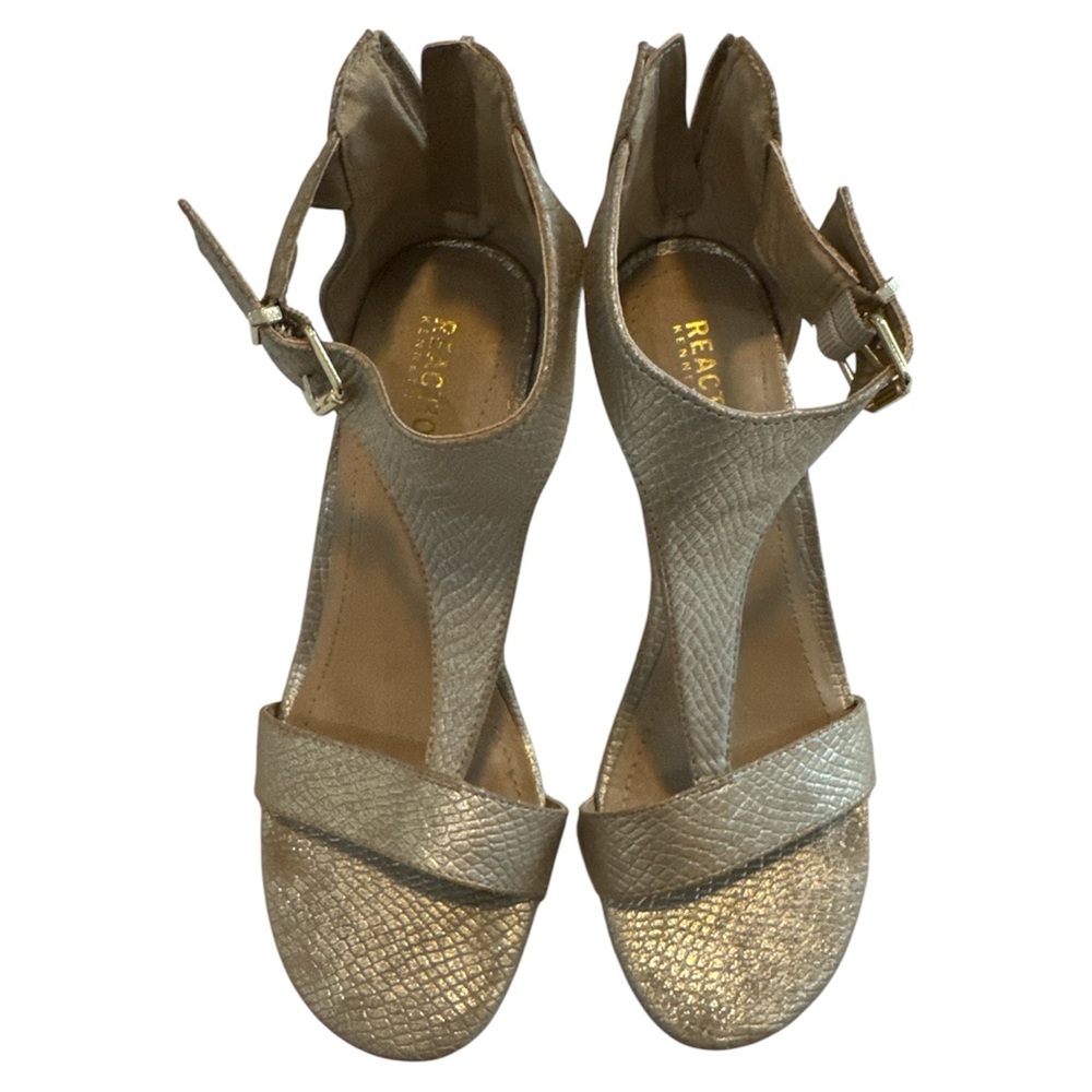 Kenneth Cole Reaction Metallic Gold Wedge Sandals